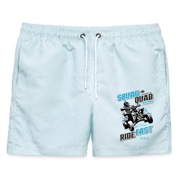 Quad Racing Geschwindigkeit - Männer Badeshorts - hellblau gestreift - Vorne - AI Model Male 178 light (178cm)