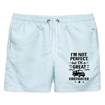 Super Feuerwehrmann Held - Männer Badeshorts - hellblau gestreift - Vorne - AI Model Male 178 light (178cm)