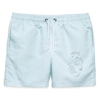 Anatomie Herz - Männer Badeshorts - hellblau gestreift - Vorne - AI Model Male 178 light (178cm)
