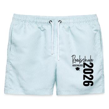 Realschulabschluss 2026 Realschule Abschluss  - Männer Badeshorts - hellblau gestreift - Vorne - AI Model Male 178 light (178cm)