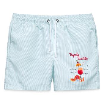 Tequila Sunrise - Männer Badeshorts - hellblau gestreift - Vorne - AI Model Male 178 light (178cm)