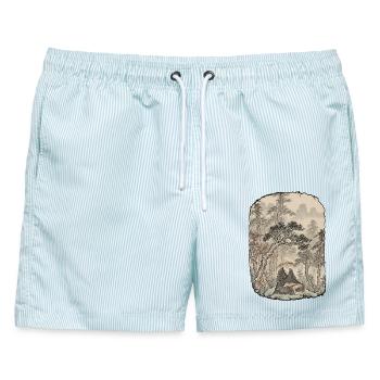 Kampfkunst Meditation Chinesische Kunst - Männer Badeshorts - hellblau gestreift - Vorne - AI Model Male 178 light (178cm)