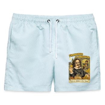 Francisco de Quevedo - Männer Badeshorts - hellblau gestreift - Vorne - AI Model Male 178 light (178cm)
