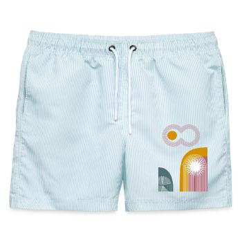 Pink Infinity Sun Abstrakter Bogen-Grafik - Männer Badeshorts - hellblau gestreift - Vorne - AI Model Male 178 light (178cm)
