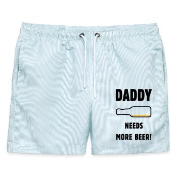 Daddy Needs More Beer! (Papa / Vater / Bier / POS) - Männer Badeshorts - hellblau gestreift - Vorne - AI Model Male 178 light (178cm)