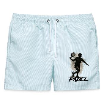 Padel - Männer Badeshorts - hellblau gestreift - Vorne - AI Model Male 178 light (178cm)
