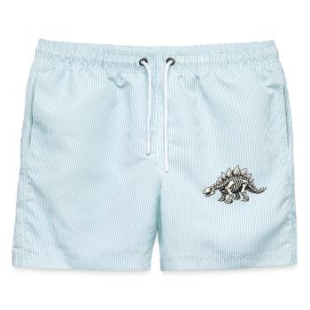 Stegosaurus Skelett - Männer Badeshorts - hellblau gestreift - Vorne - AI Model Male 178 light (178cm)