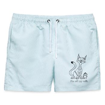 Ich habe keine Milch mehr / bin vegan / pflanzlich - Männer Badeshorts - hellblau gestreift - Vorne - AI Model Male 178 light (178cm)
