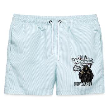 Sensenmann der Nacht - Männer Badeshorts - hellblau gestreift - Vorne - AI Model Male 178 light (178cm)