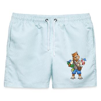 Capybara Chill Mode Time to Relax - Männer Badeshorts - hellblau gestreift - Vorne - AI Model Male 178 light (178cm)