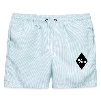 Promille Element (JGA MC-Rocker-Kutten-Design) - Männer Badeshorts - hellblau gestreift - Vorne - AI Model Male 178 light (178cm)