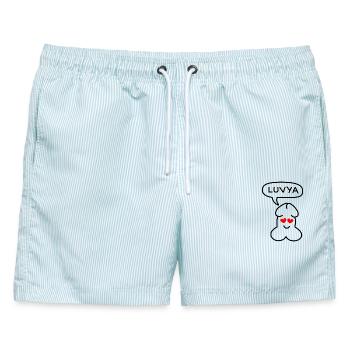 lustiges Junior-Luvya-Emoticon - Männer Badeshorts - hellblau gestreift - Vorne - AI Model Male 178 light (178cm)