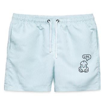 lustiges Junior-LOL-Emoticon - Männer Badeshorts - hellblau gestreift - Vorne - AI Model Male 178 light (178cm)