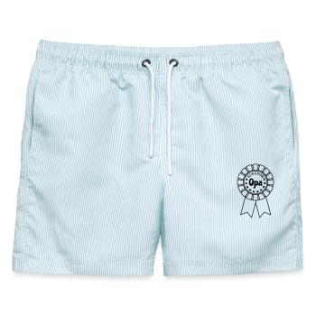 Schulkind Opa - Männer Badeshorts - hellblau gestreift - Vorne - AI Model Male 178 light (178cm)