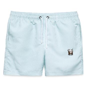 Whiskey Sour - Männer Badeshorts - hellblau gestreift - Vorne - AI Model Male 178 light (178cm)