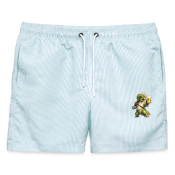 Triceratops - Männer Badeshorts - hellblau gestreift - Vorne - AI Model Male 178 light (178cm)