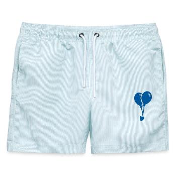 Flying Heart – Liebe, die von Luftballons getragen wird - Männer Badeshorts - hellblau gestreift - Vorne - AI Model Male 178 light (178cm)