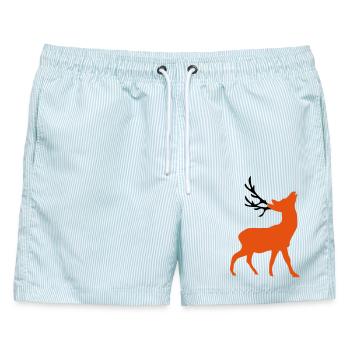 hirsch - Männer Badeshorts - hellblau gestreift - Vorne - AI Model Male 178 light (178cm)