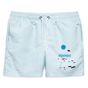 Bodensee - Felchen T-Shirt - Männer Badeshorts - hellblau gestreift - Vorne - AI Model Male 178 light (178cm)