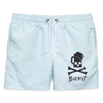 Bierat, Bierkrug und Priat in einem - Männer Badeshorts - hellblau gestreift - Vorne - AI Model Male 178 light (178cm)