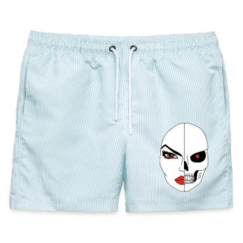 Das Gesicht des Todes - Männer Badeshorts - hellblau gestreift - Vorne - AI Model Male 178 light (178cm)