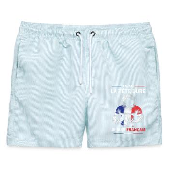 LEITER FRANKREICH - Männer Badeshorts - hellblau gestreift - Vorne - AI Model Male 178 light (178cm)