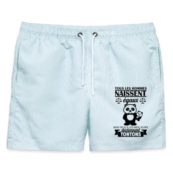 Alle Männer sind gleich Onkel, Onkel, Onkel - Männer Badeshorts - hellblau gestreift - Vorne - AI Model Male 178 light (178cm)