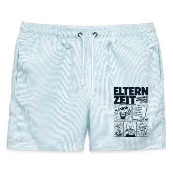 Elternzeit Multitasking Experte - Männer Badeshorts - hellblau gestreift - Vorne - AI Model Male 178 light (178cm)