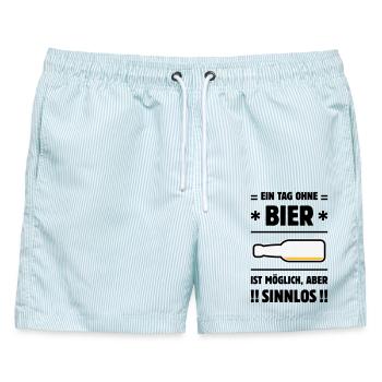 Ein Tag Ohne Bier Ist Möglich, Aber Sinnlos! POS3C - Männer Badeshorts - hellblau gestreift - Vorne - AI Model Male 178 light (178cm)