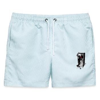 Skelett am Retro Arcade Herzschmerz - Männer Badeshorts - hellblau gestreift - Vorne - AI Model Male 178 light (178cm)