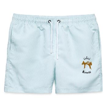 Karatekampf - Männer Badeshorts - hellblau gestreift - Vorne - AI Model Male 178 light (178cm)