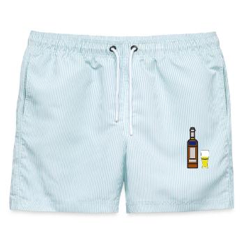 Originelles Party-Aperitif-Geschenk - Männer Badeshorts - hellblau gestreift - Vorne - AI Model Male 178 light (178cm)