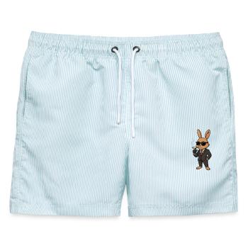 Top G Toni Bunny - Männer Badeshorts - hellblau gestreift - Vorne - AI Model Male 178 light (178cm)