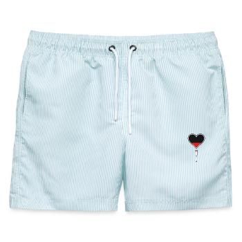 Herz ausgelaugt - Männer Badeshorts - hellblau gestreift - Vorne - AI Model Male 178 light (178cm)