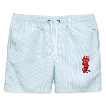 Kleiner Teufel - Männer Badeshorts - hellblau gestreift - Vorne - AI Model Male 178 light (178cm)