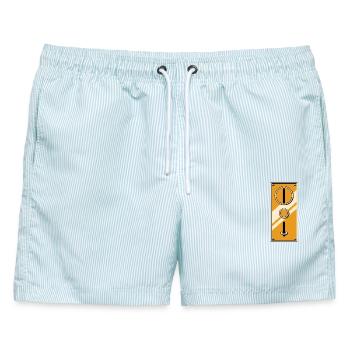 Arcade Münzeinwurf Panel - Männer Badeshorts - hellblau gestreift - Vorne - AI Model Male 178 light (178cm)