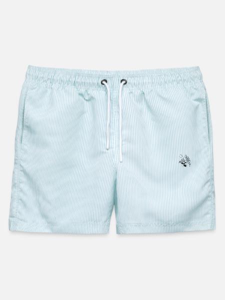 Wie ein Berg - Männer Badeshorts - hellblau gestreift