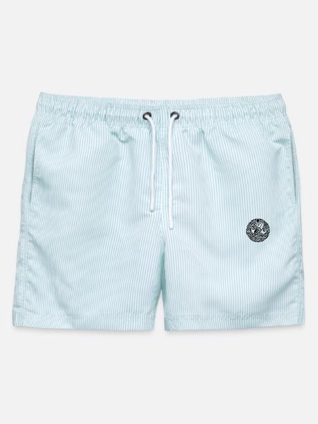 Hawaiian Flow Line Art – Island Vibe Design - Männer Badeshorts - hellblau gestreift