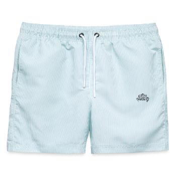 Taschenblume - Männer Badeshorts - hellblau gestreift - Vorne - AI Model Male 178 light (178cm)