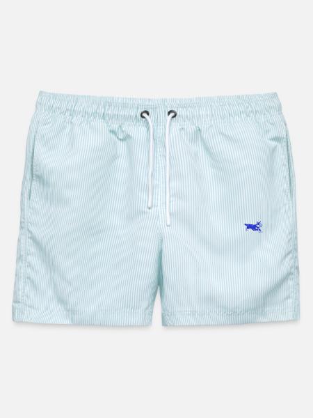Australian Cattle Dog Laufen - Männer Badeshorts - hellblau gestreift