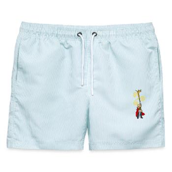 Gallischer Krieger bei Carnyx - Männer Badeshorts - hellblau gestreift - Vorne - AI Model Male 178 light (178cm)
