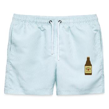 Lecker Bierchen - Männer Badeshorts - hellblau gestreift - Vorne - AI Model Male 178 light (178cm)