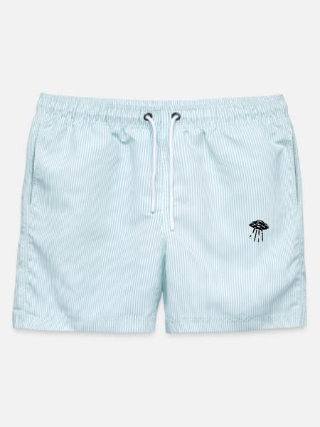 UFoO - Männer Badeshorts - hellblau gestreift