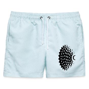 Mountainbike Schaltkassette - Männer Badeshorts - hellblau gestreift - Vorne - AI Model Male 178 light (178cm)
