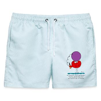Indem wir ständig versuchen, ... - Männer Badeshorts - hellblau gestreift - Vorne - AI Model Male 178 light (178cm)