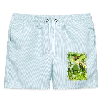 Insekt - Männer Badeshorts - hellblau gestreift - Vorne - AI Model Male 178 light (178cm)
