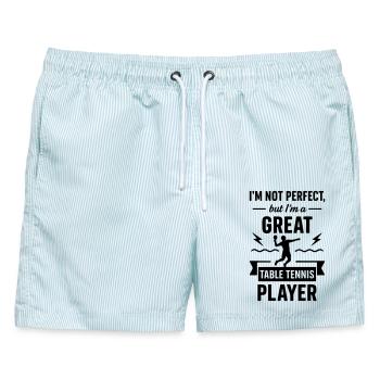 Super Tischtennisspieler Lustig - Männer Badeshorts - hellblau gestreift - Vorne - AI Model Male 178 light (178cm)