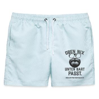 Geiler Typ Mit Bart Und Glatze Bartträger Vollbart - Männer Badeshorts - hellblau gestreift - Vorne - AI Model Male 178 light (178cm)