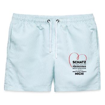 Schatz lustiges Geschenk - Männer Badeshorts - hellblau gestreift - Vorne - AI Model Male 178 light (178cm)