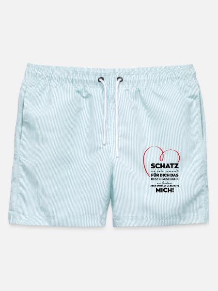 Schatz lustiges Geschenk - Männer Badeshorts - hellblau gestreift